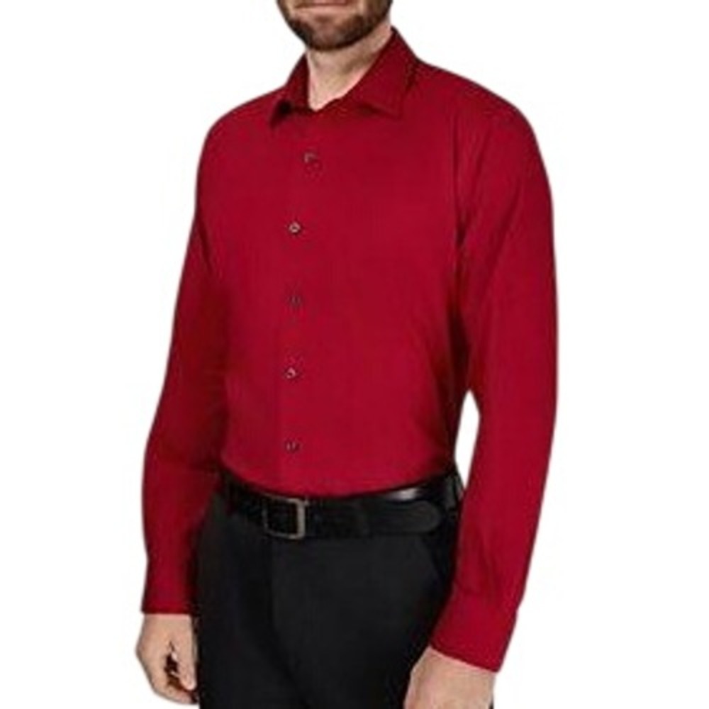 NWT Alfani Dress Shirt Men's XXL Red Cotton Blend Regular Fit Long Sleeve